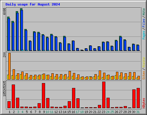 Daily usage for August 2024